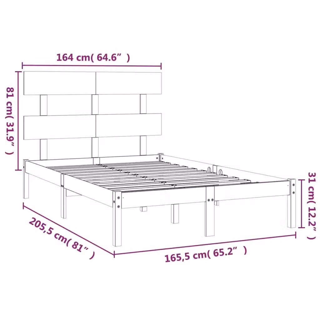 Berkfield Home Rustic Solid Pine Bed Frame, Brown, W: 160 cm, D: 200 cm – 2