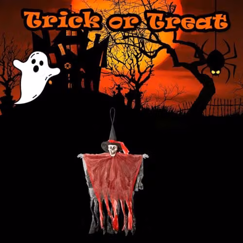 VFM e-Store Hanging Skeleton Halloween Decoration with Light Up Eyes in Red – 4