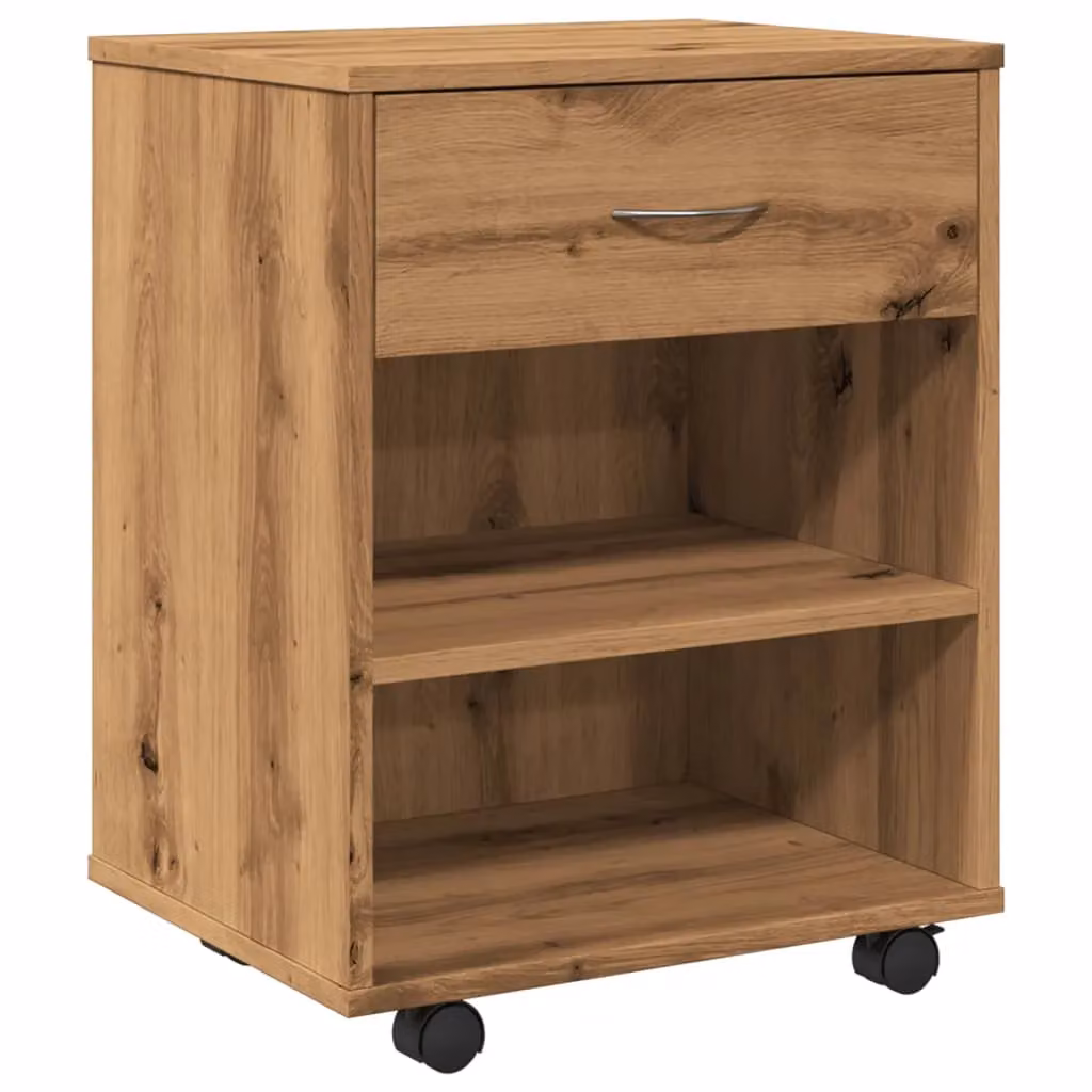 Berkfield Home Artisan Oak Rolling Cabinet in Brown, W/D/H: 46 x 36 x 59 cm – 2