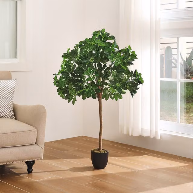 Komore Green Artificial Tabletop Schefflera Tree in Pot