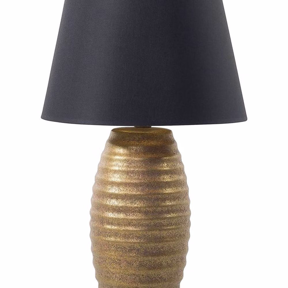 Wyld and Coco Table Lamp with Gold Ceramic Base and Black Fabric Shade – 2