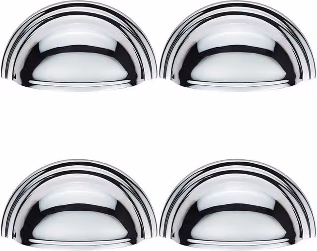Loops 4-Pack Victorian Cup Pull Handles in Polished Chrome, Fixing Centres: 76mm