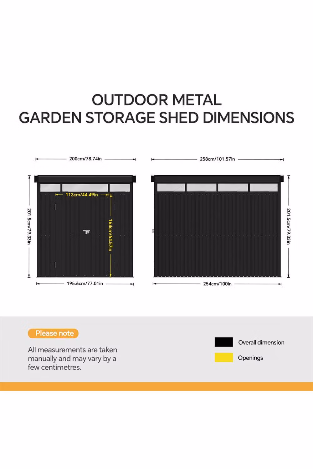 Garden Sanctuary Black Galvanised Steel Double Door Garden Tool Shed W/D/H: 2.6 x 2 x 2 m – 5