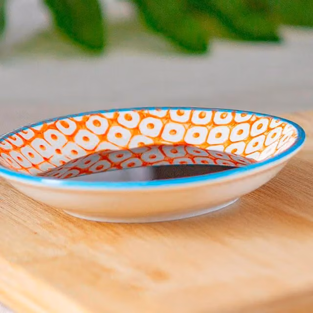 Nicola Spring Hand-Printed Geometric Sauce Dishes, Orange, Diameter: 10 cm