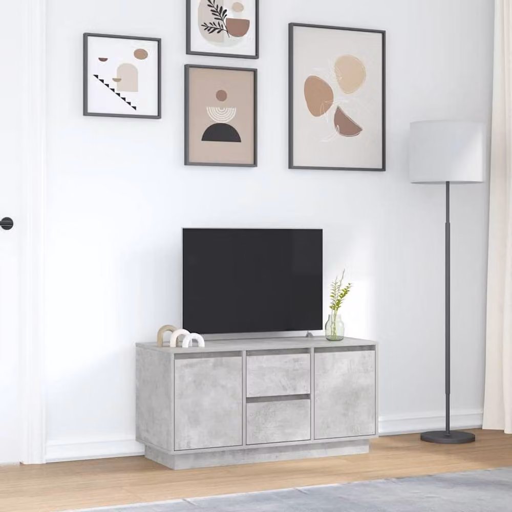 Berkfield Home Modern TV Cabinet with LED Lights in Concrete Grey, W/D/H: 100 x 41 x 50 cm – 3