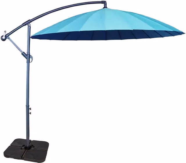Royalcraft Shanghai Cantilever Parasol in Aqua Blue and Turquoise with Polyester Canopy and Steel Frame