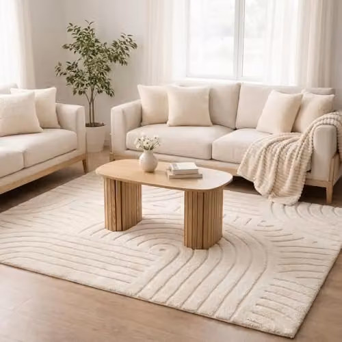 OHS Rugs Hand-Tufted Abstract Arches Area Rug in Beige, W: 160 cm, L: 230 cm – 1