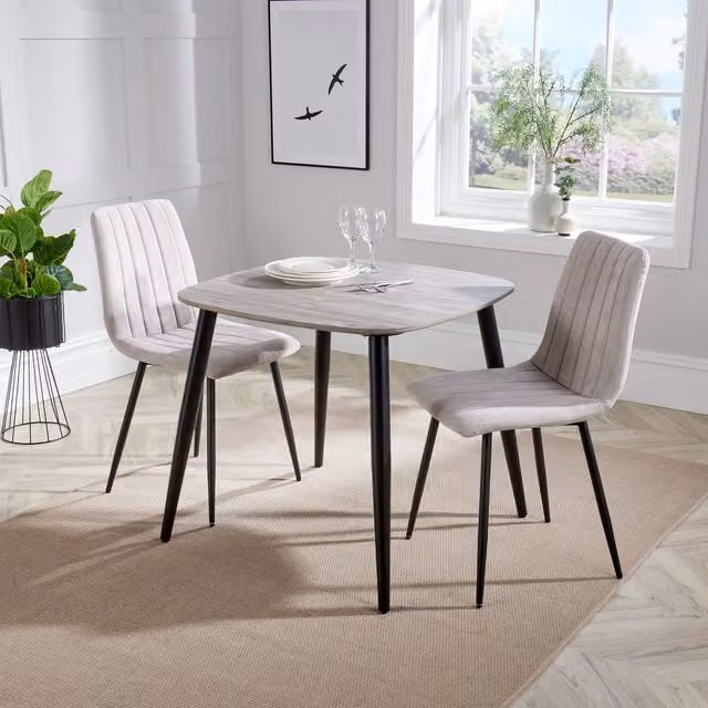 Core Products Ltd Aspen Dining Set with Grey Oak Effect Square Table and 3 Chairs