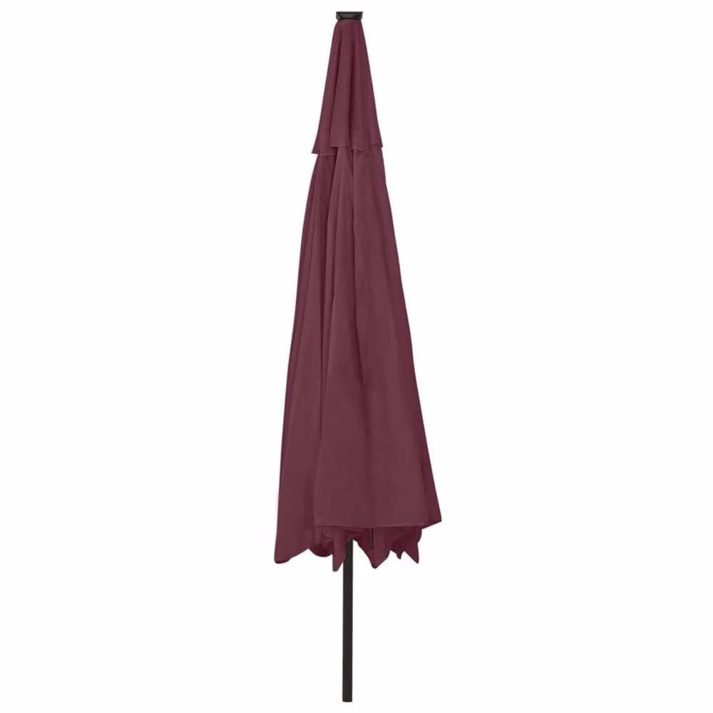 Berkfield Home Outdoor Parasol with LED Lights and Metal Pole, Bordeaux Red, Diameter: 400 cm – 3