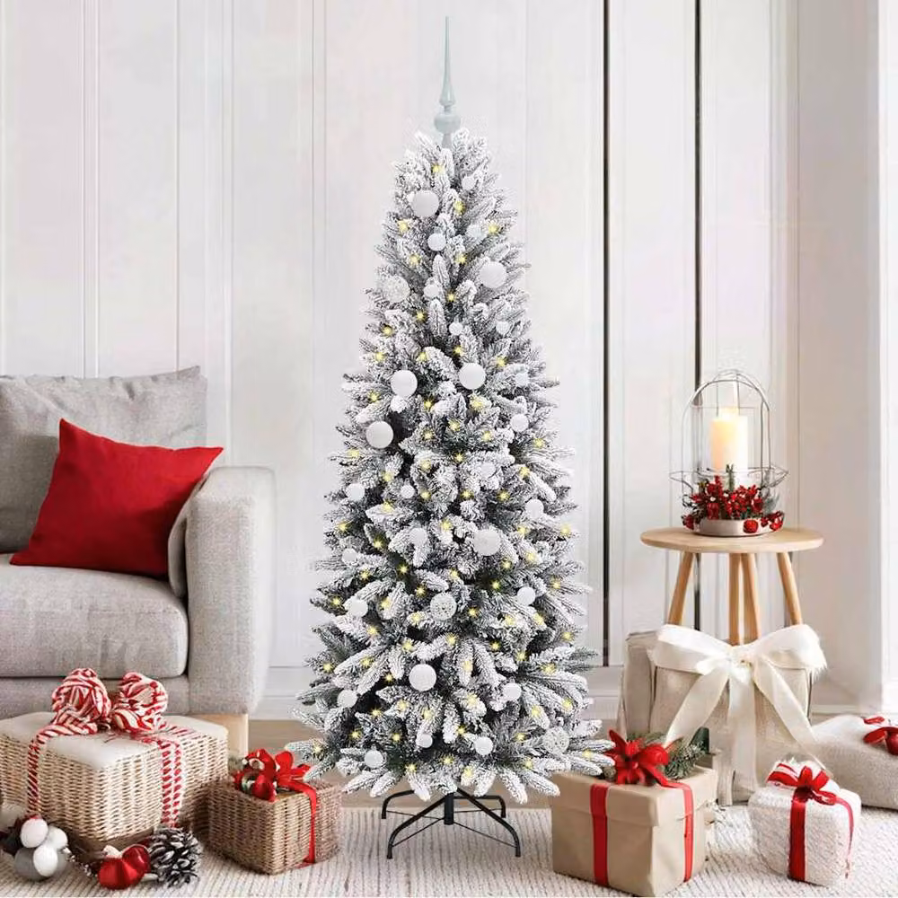Berkfield Home Green Artificial Christmas Tree with 150 White LEDs, W/D/H: 63 x 63 x 150 cm – 2