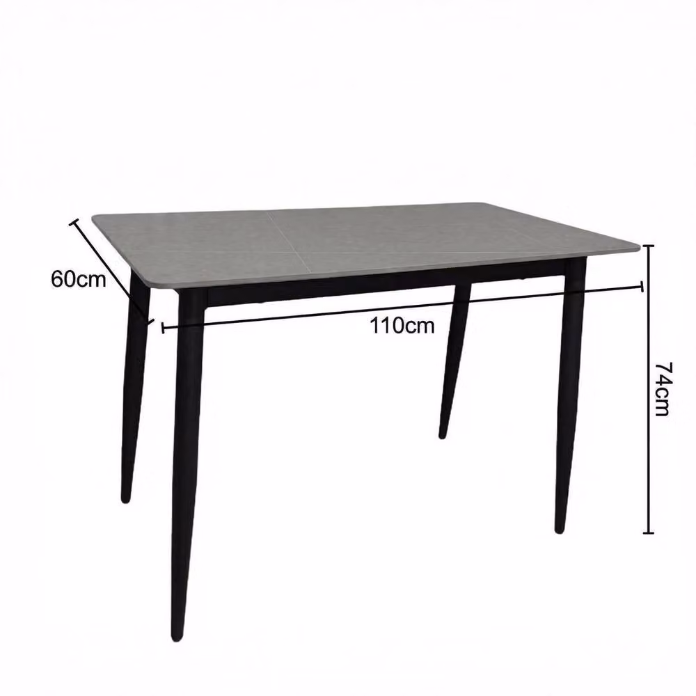 KORVIXA Modern Square Dining Table in Grey and Sand Sintered Stone Marble Effect, W/D: 100 x 100 cm – 2