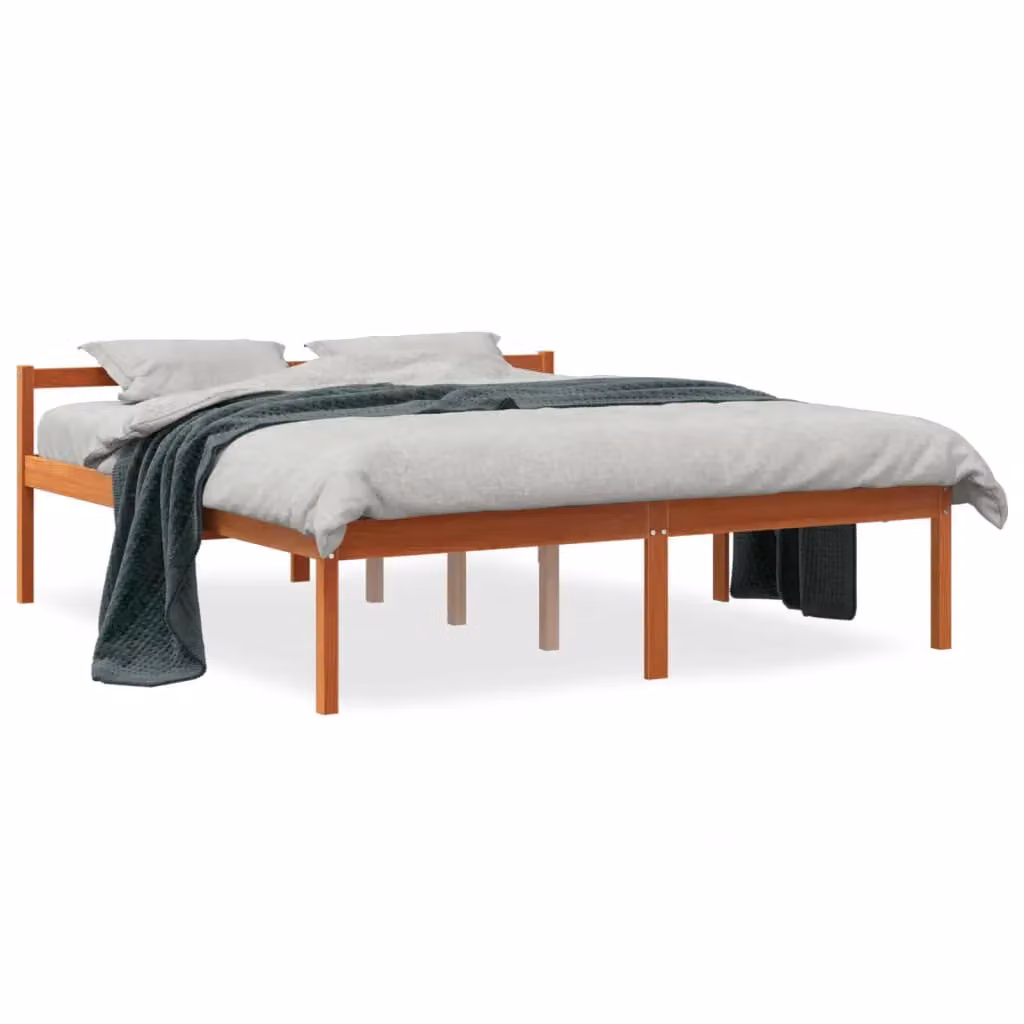 Berkfield Home Senior Bed in Wax Brown Solid Wood Pine, W/D/H: 150 x 200 cm King Size – 2