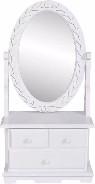 Berkfield Home Vintage Vanity Makeup Table with Oval Swing Mirror in White MDF
