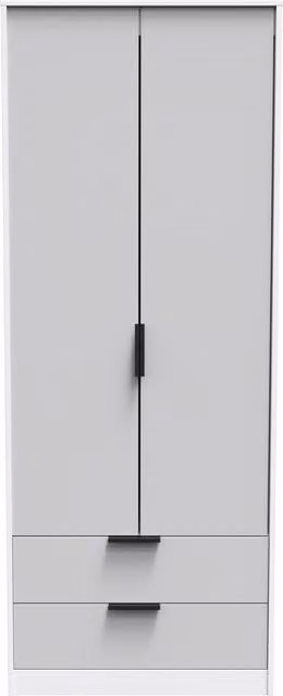 Ready Assembled 2 U Fuji 2 Door 2 Drawer Wardrobe in Light Grey