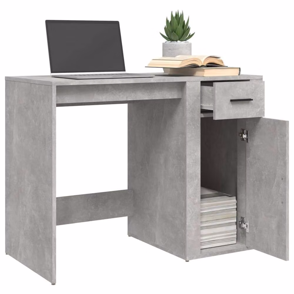 Berkfield Home Elegant Writing Desk in Concrete Grey, W/D/H: 100 x 49 x 75 cm – 3