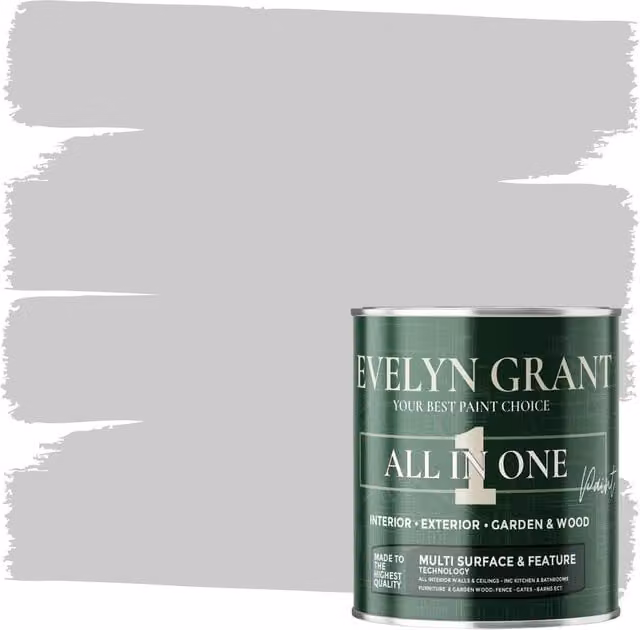 Evelyn Grant All-In-One Multi-Surface Matt Paint in Modern Grey, 0.5L