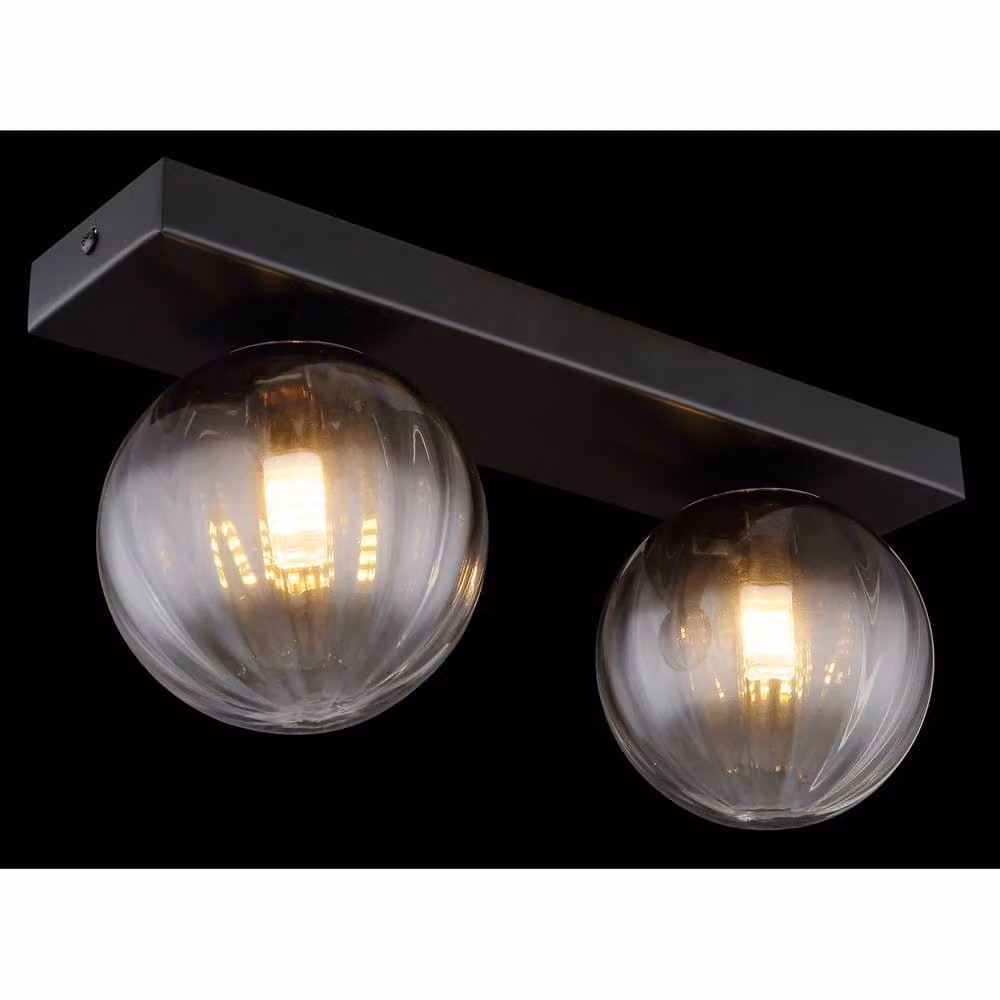 Netlighting Dallerta Globe Ceiling Light in Black with Transparent Glass Shade, 2x G9 – 5