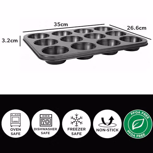 Hairy Bikers Non-Stick Carbon Steel 12-Cup Muffin Tray, Black – 2