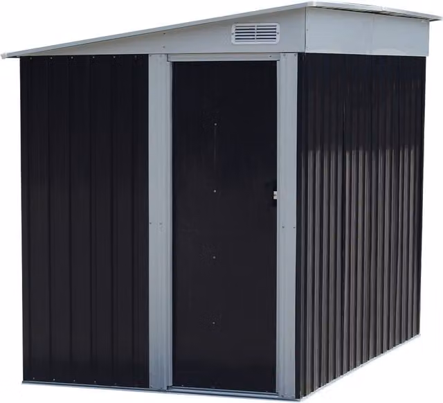 Livingandhome Metal Pent Roof Lean-to Garden Shed in Matt Black