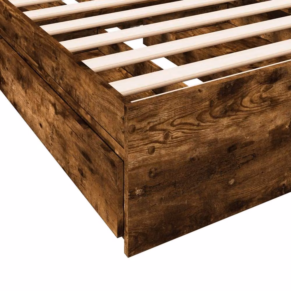 Berkfield Home Small Single Bed Frame with Drawers in Smoked Oak Brown, W: 75 cm, L: 190 cm – 5
