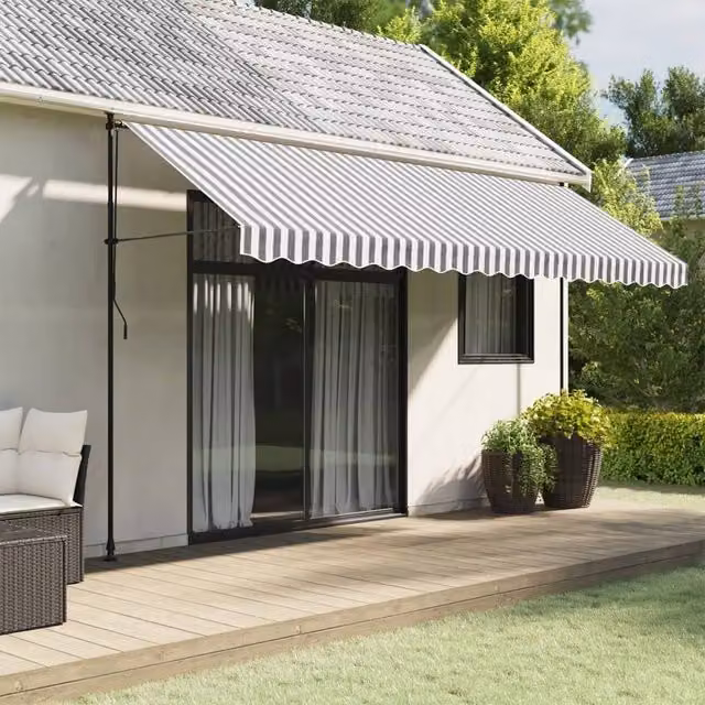 Berkfield Home Replacement Awning Valance Fabric, Anthracite and White Stripe with Black, 4.5 m