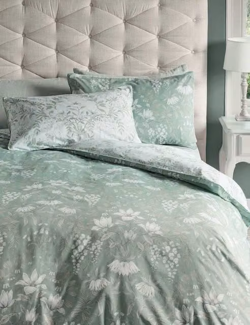 Laura Ashley Parterre Single Bedding Set, Light Green, 100% Cotton Mako Sateen