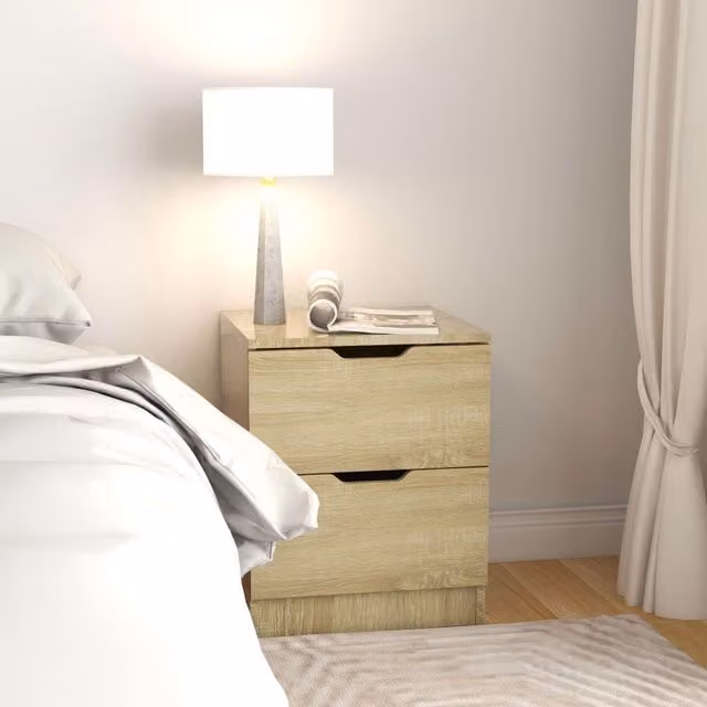 Berkfield Home Sonoma Oak Bedside Cabinet in Brown, W/D/H: 40 x 40 x 50 cm