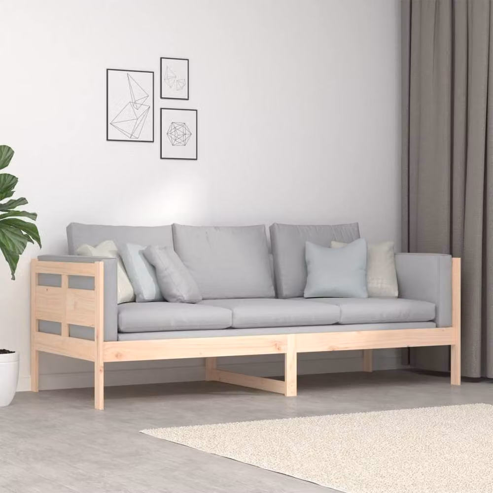 Berkfield Home Beautiful Day Bed in Natural Solid Pine Wood W/D/H: 200 x 80 x 66 cm – 2