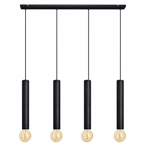 Netlighting Helam Tuba Straight Bar Pendant Ceiling Light Black 100cm