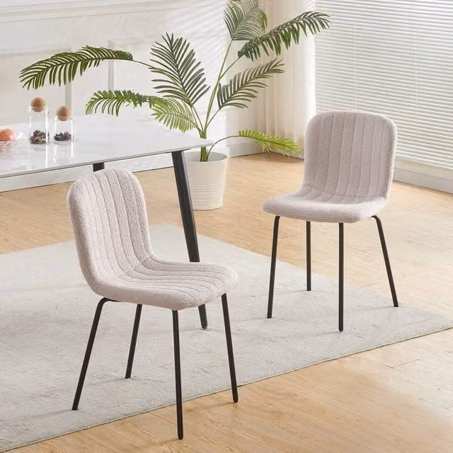 MCC Direct Bella Luxe Set of 2 Pink Bouclé Fabric Dining Chairs with Metal Upholstered Frame – 1