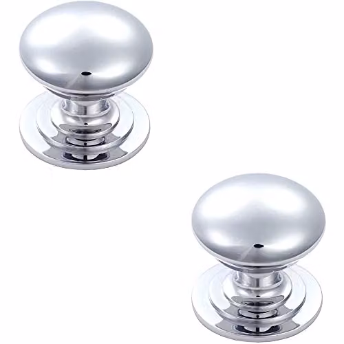 Loops 2 Pack Victorian Round Cupboard Door Knobs in Polished Chrome, Diameter: 50 mm
