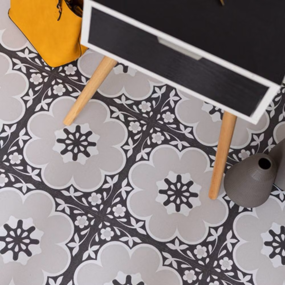 FloorPops Daphne Self Adhesive Vinyl Floor Tiles, Black and Grey, Pack of 10 (0.93sqm), W/D/H: 30.48 x 30.48 x 30.48 cm – 4