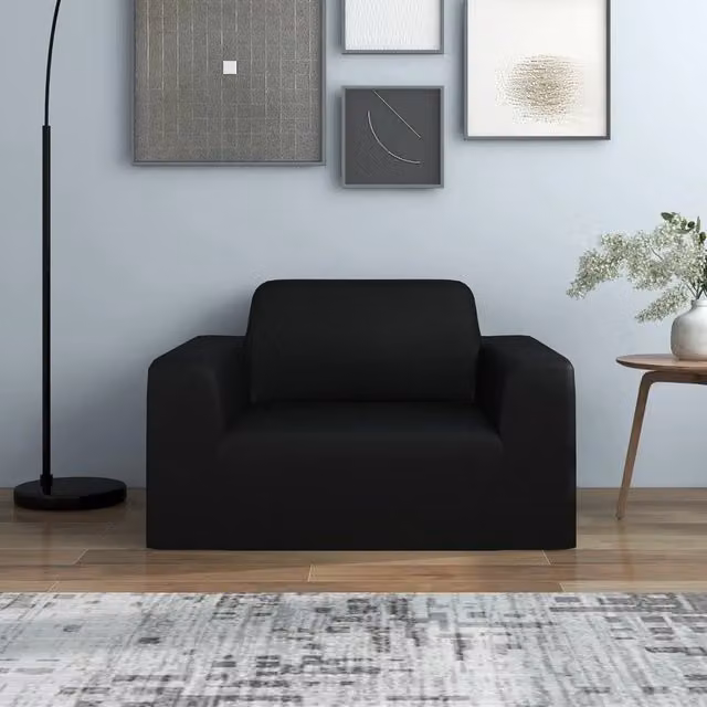 Berkfield Home Stretch Couch Slipcover in Black Polyester Jersey – 1