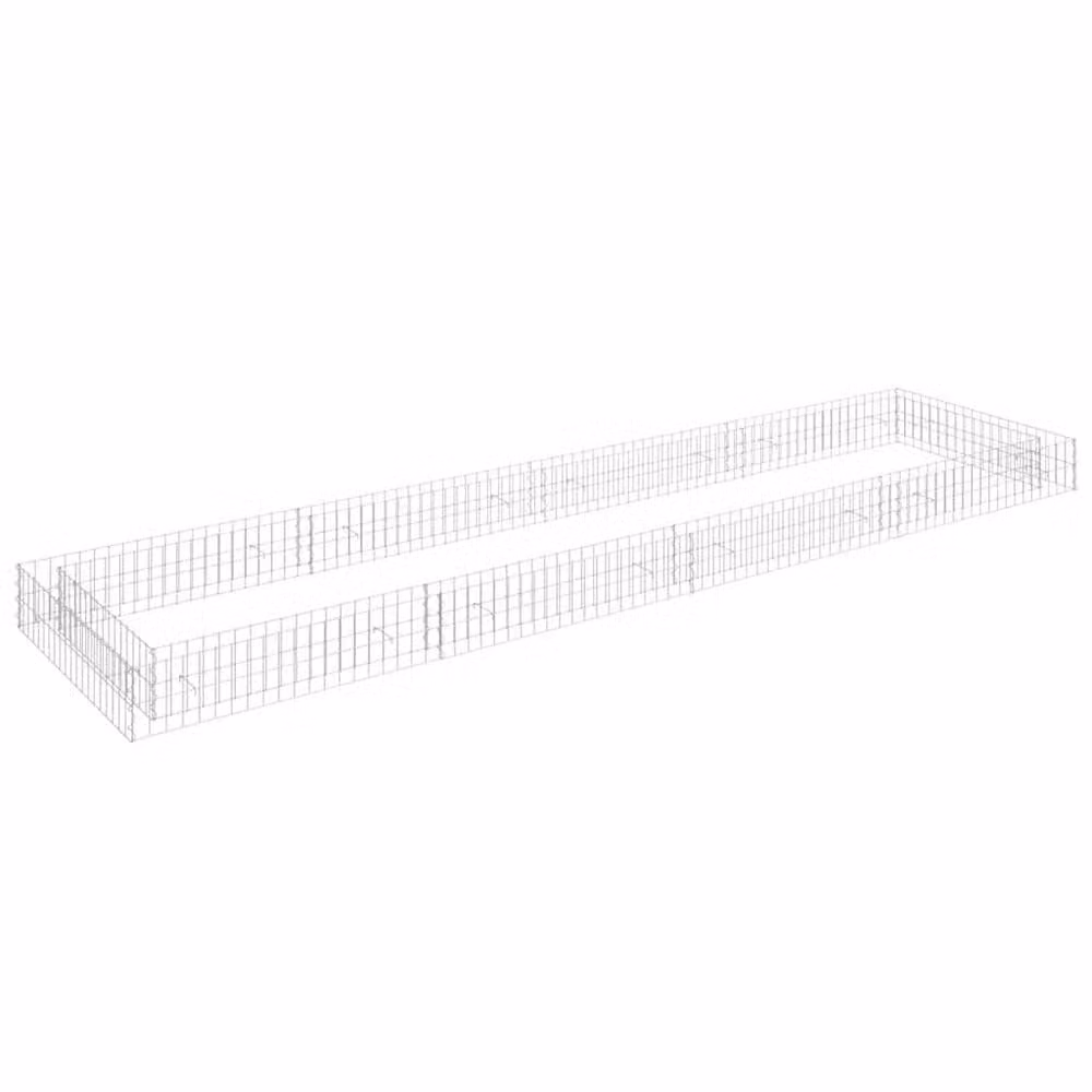 Berkfield Home Silver Galvanised Steel Stone Gabion Raised Bed, W: 400 cm, D: 100 cm, H: 20 cm – 1