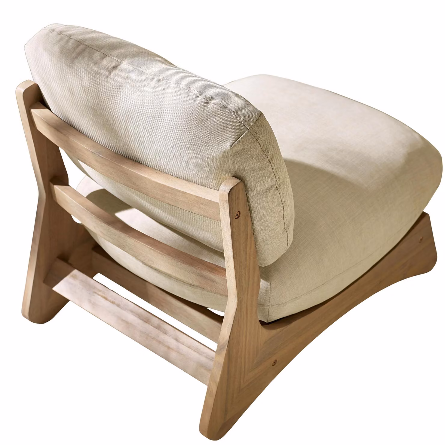 FurnitureboxUK Iko Acacia Wood and Cream Indoor/Outdoor Accent Chair in Brown – 2