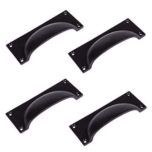 Hammer and Tongs Matt Black Iron Rectangular Cabinet Drawer Handles, Pack of 4