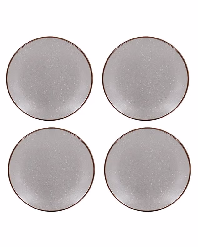 Dibor Set of 4 Grey Stoneware Dinner Side Plates, Diameter: 20 cm – 2