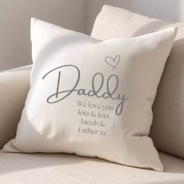 Aye Do Gifts Men's Personalised Linen Cushion for Dad in Beige, W/D/H: 40 x 40 x 40 cm – 1