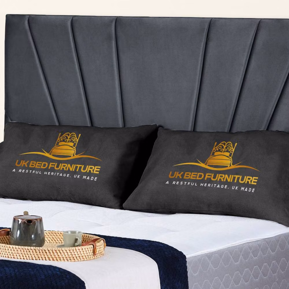 UK Bed Furniture Sunrise Upholstered Velvet Slatted Base Bed in Anthracite Grey, Super King, 200 x 200 cm – 2