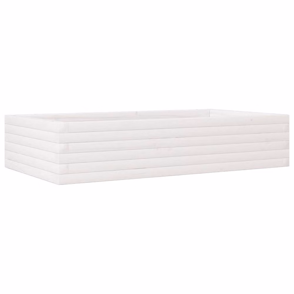 Berkfield Home Decorative Garden Planter Tub in White Solid Wood, W/D/H: 110 x 60 x 23 cm – 2