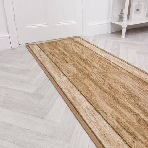 runrug Machine Woven Hallway Runner Rug in Beige, W/D/H: 390 x 66 x 0.54 cm