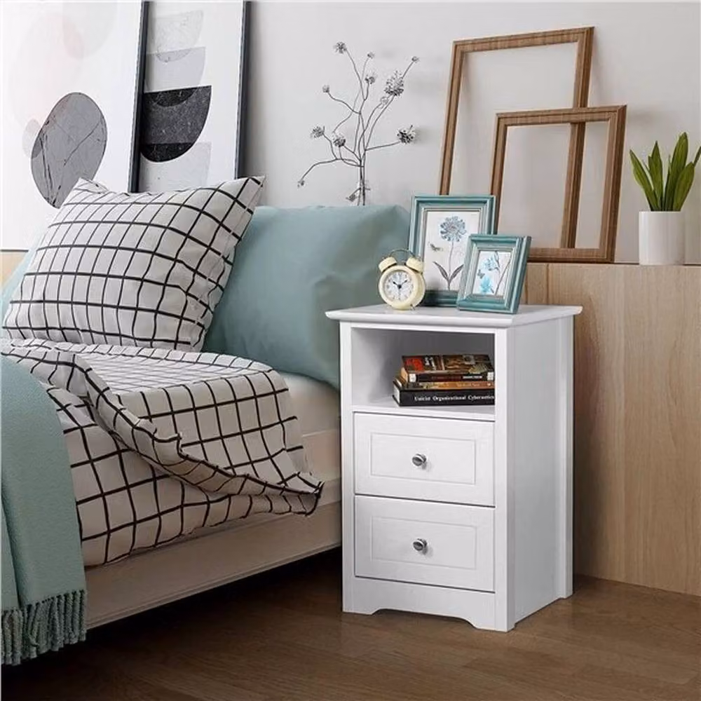 KORVIXA White Modern Nightstand and Sofa Side End Table Cabinet, W/D/H: 100 x 100 x 60 cm – 2