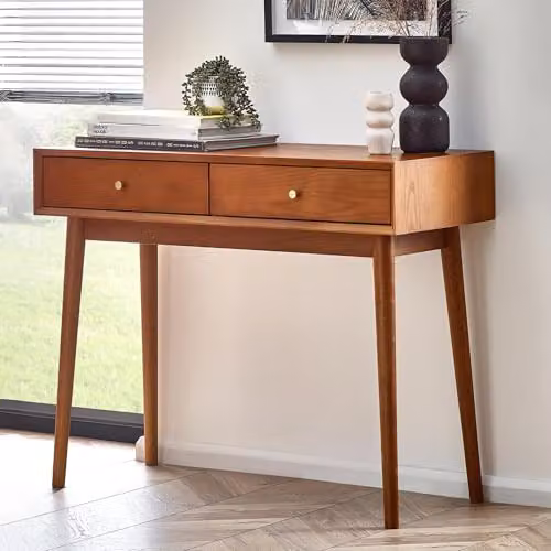 Julian Bowen Lowry Retro Writing Desk in Cherry and Ash Wood, W: 100 cm, D: 80 cm, H: 45 cm – 1