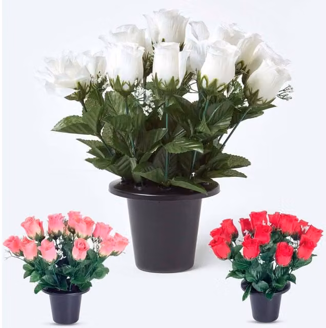 Homescapes Set of 3 Multicolour Artificial Gypsophila Flowers in Black Grave Vases