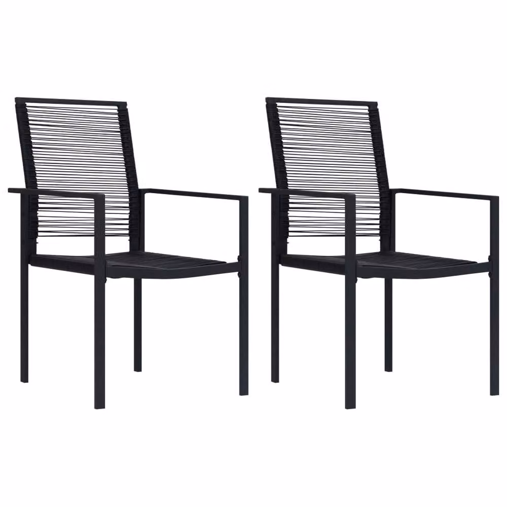 Berkfield Home Set of 2 Sturdy Black PVC Rattan Garden Chairs with Steel Frame – 2