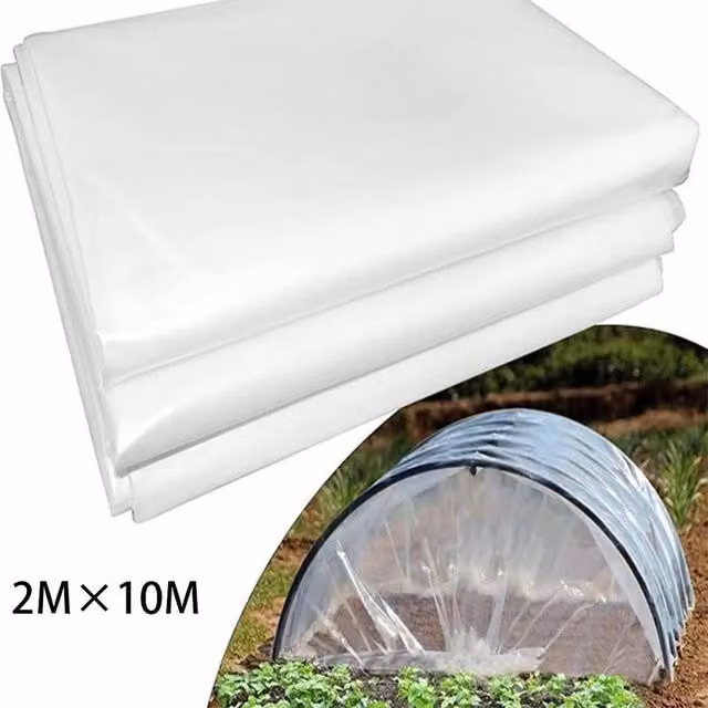 FLAVORA Extra Thick Clear Polythene Sheeting, Transparent Plastic Winter Protection and Growing Aid, 2 x 10 m – 1