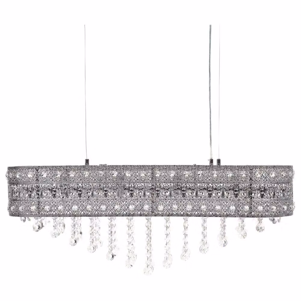 Wyld and Coco Chrome Chandelier with Faceted Crystals in Silver, W: 86 cm, D: 23 cm, H: 120 cm – 2
