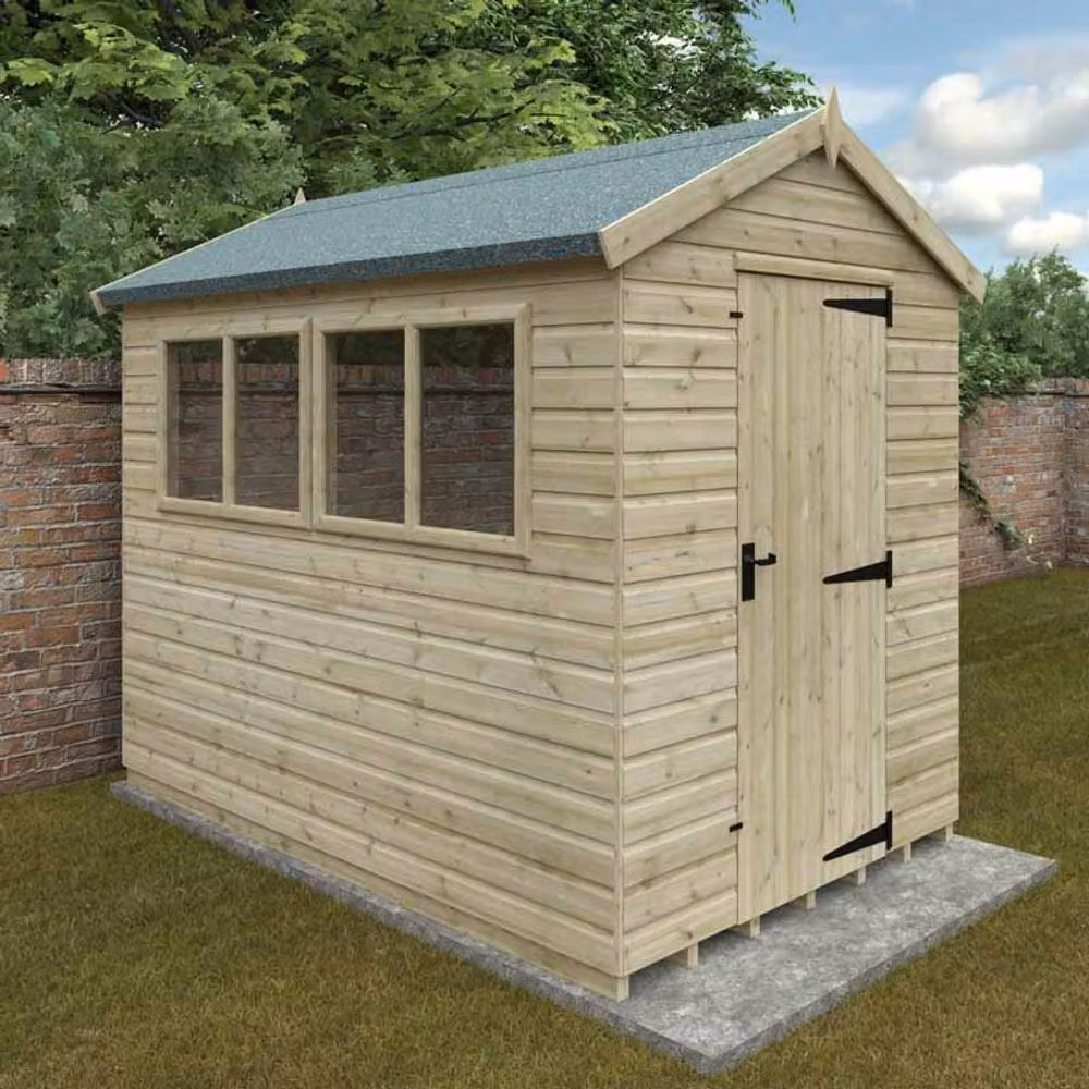 Buttercup Farm Apex Premier 16mm Wooden Garden Shed with Single Door and Window in Natural Wood – 2
