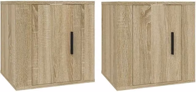 Berkfield Home Wall Mounted TV Cabinets, 2 Piece Set in Sonoma Oak Light Brown, W/D/H: 40 x 34.5 x 40 cm – 1