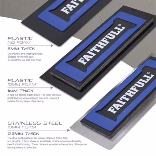 Faithfull Flexifit Plastering System Master Trowel in Blue Stainless Steel – 5